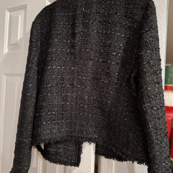 kate spade black sparkly tweed open cardigan jacket 16 - Picture 8 of 8